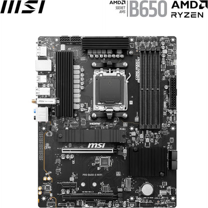 MSI PRO B650-S WIFI Motherboard, ATX - Supports AMD Ryzen 7000 Series Processors, AM5 - DDR5 Memory Boost 6000+MHz/OC, 2 x PCIe 4.0 x16, 2 x M.2 Gen4, Wi-Fi 6E