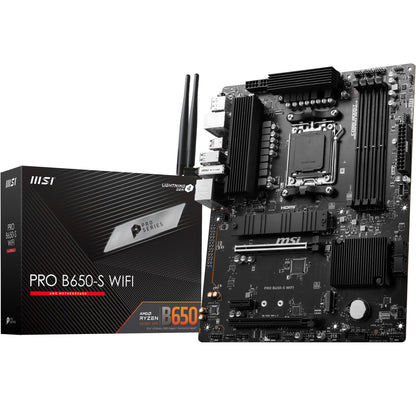 MSI PRO B650-S WIFI Motherboard, ATX - Supports AMD Ryzen 7000 Series Processors, AM5 - DDR5 Memory Boost 6000+MHz/OC, 2 x PCIe 4.0 x16, 2 x M.2 Gen4, Wi-Fi 6E