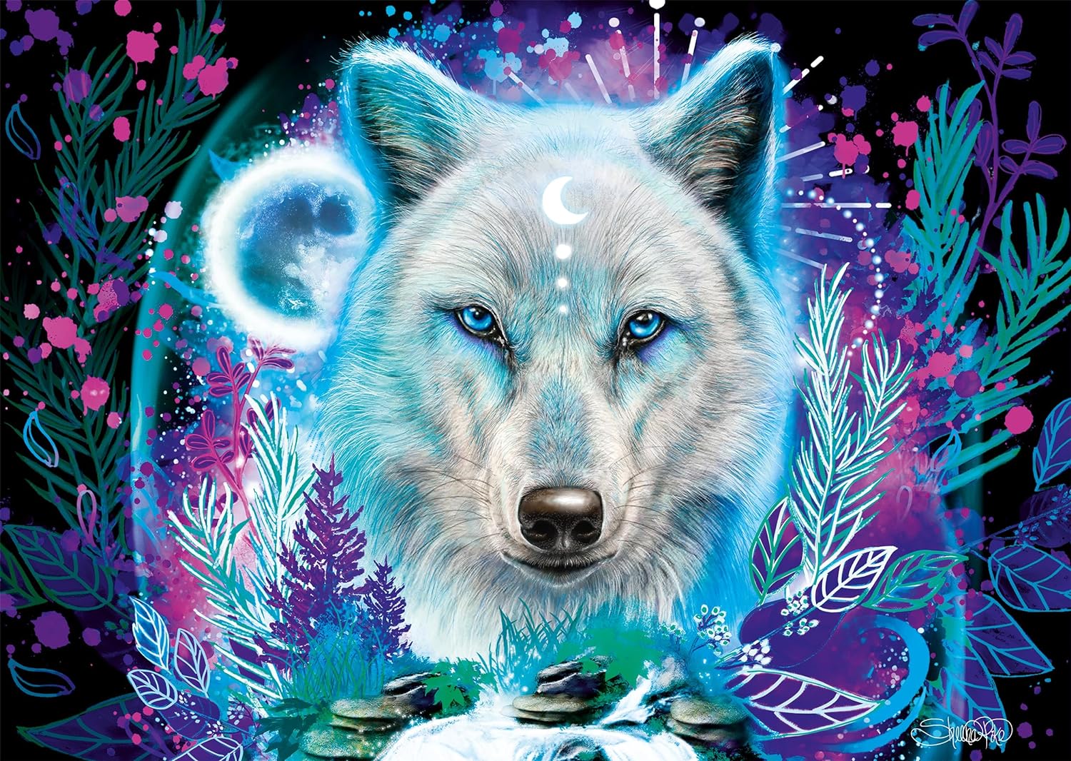 Schmidt Spiele 58515 Sheena Pike Neon Arctic Wolf 1000 Piece Puzzle