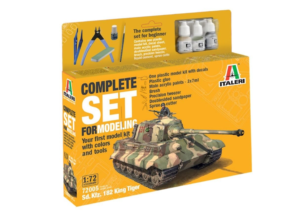 Italeri 72005 King Tiger King Tiger Complete set, modelbouw, bouwpakket, staande modelbouw, knutselen, hobby, lijmen, plastic bouwset, incl. accessoires
