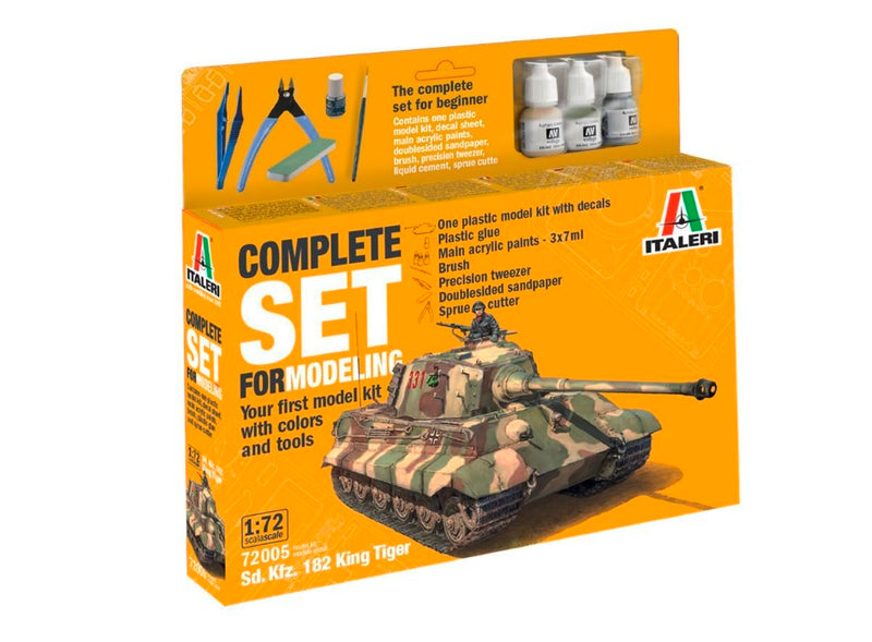 Italeri 72005 King Tiger King Tiger Complete set, modelbouw, bouwpakket, staande modelbouw, knutselen, hobby, lijmen, plastic bouwset, incl. accessoires