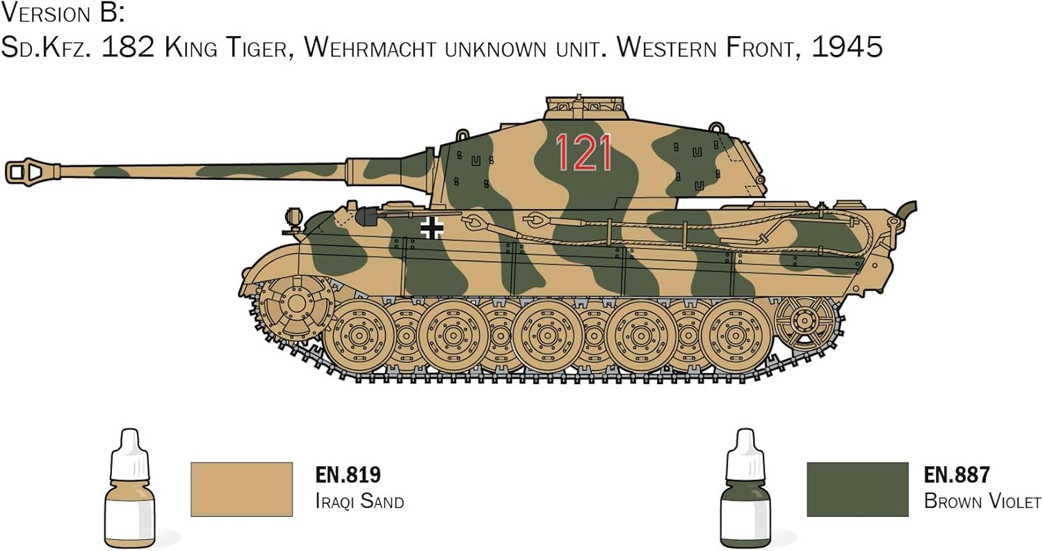 Italeri 72005 King Tiger King Tiger Complete set, modelbouw, bouwpakket, staande modelbouw, knutselen, hobby, lijmen, plastic bouwset, incl. accessoires