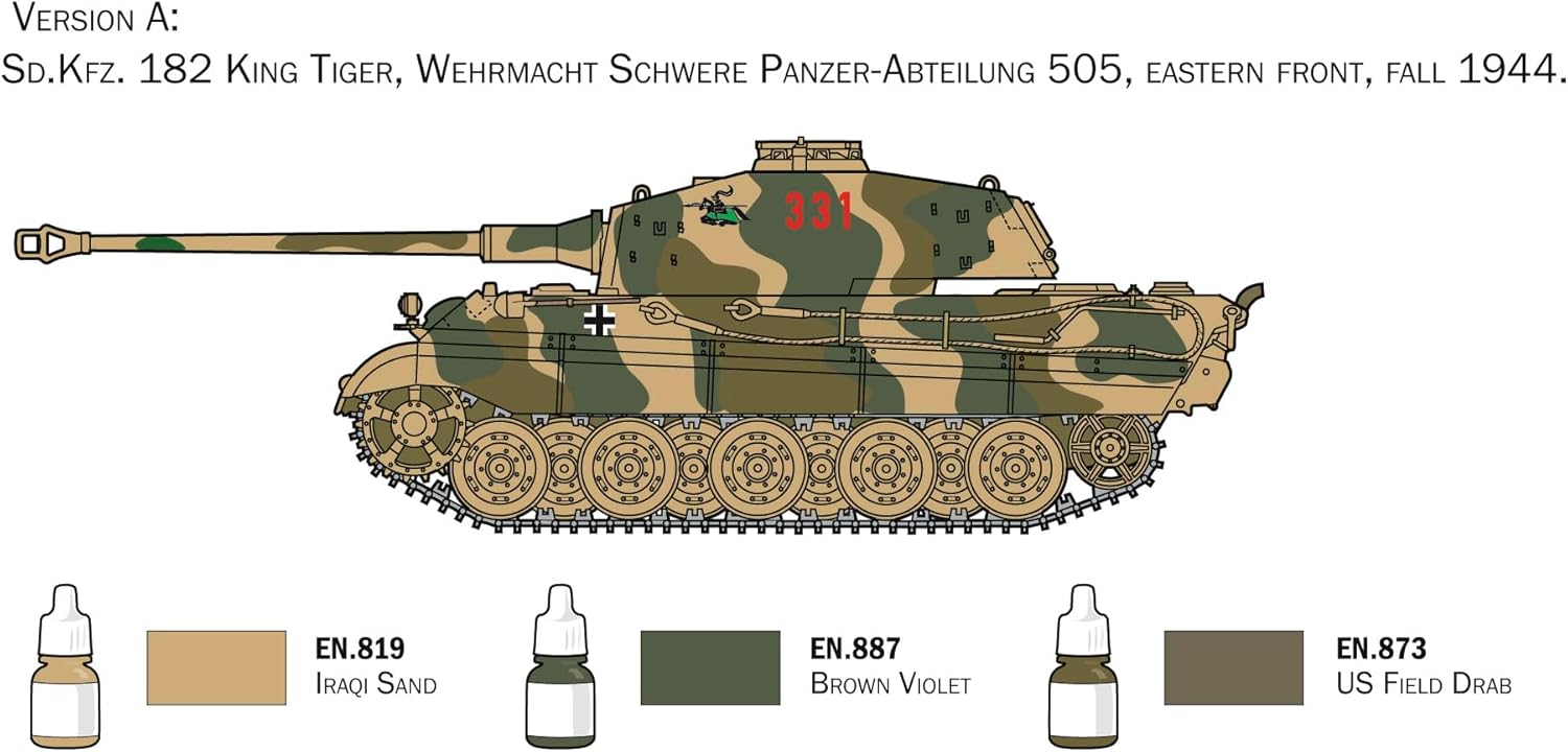 Italeri 72005 King Tiger King Tiger Complete set, modelbouw, bouwpakket, staande modelbouw, knutselen, hobby, lijmen, plastic bouwset, incl. accessoires