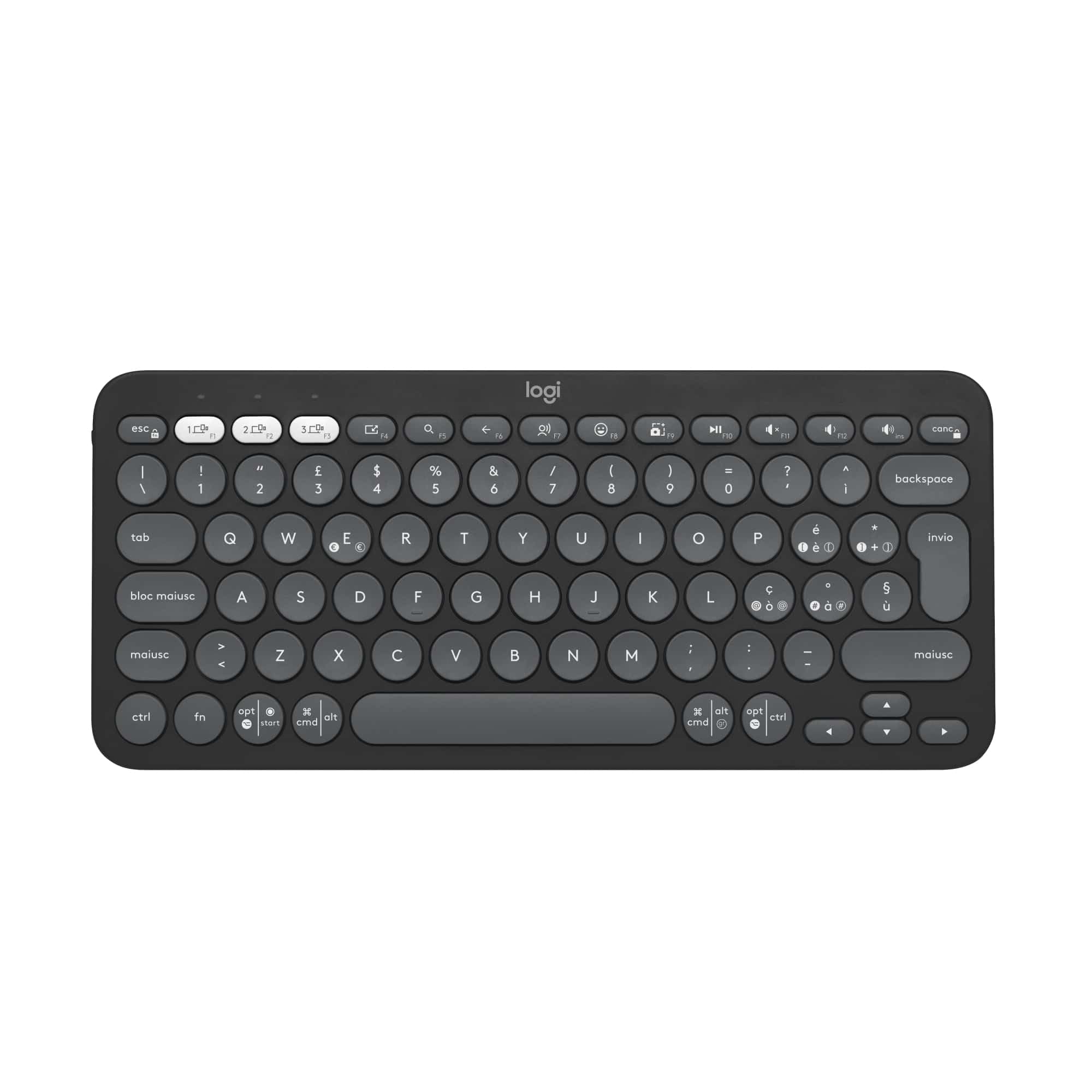 Logitech Pebble Keys 2 K380s, tastiera Bluetooth multidispositivo con tasti di scelta rapida personalizzabili, sottile e portatile, Easy-Switch per Windows, macOS, iPadOS, Android, ChromeOS