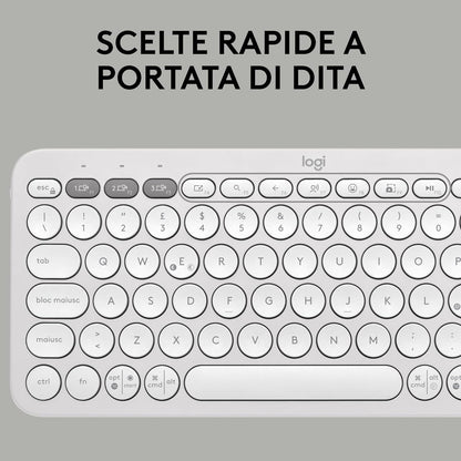 Logitech Pebble Keys 2 K380s, tastiera wireless Bluetooth multidispositivo con tasti di scelta rapida personalizzabili, Easy-Switch, Windows, macOS, iPadOS, Android, ChromeOS, italiano QWERTY