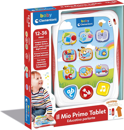 Clementoni-Il Mio Primo Educativo Parlante in Italiano, Gioco Bambino 1 Anno Interattivo, Tablet Giocattolo con Luci E Suoni, Insegna Numeri Lettere, Forme E Colori, Multicolore, 17742