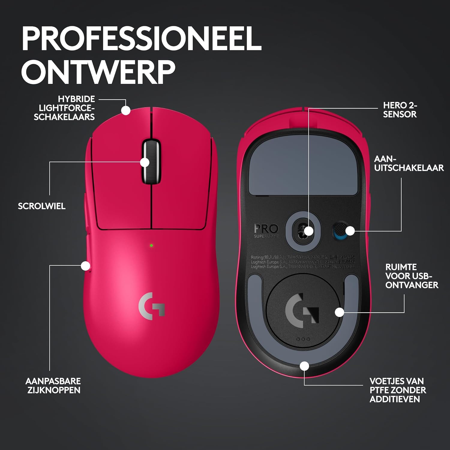 Logitech G PRO X SUPERLIGHT 2 LIGHTSPEED Wireless Gaming Mouse, Lightweight, LIGHTFORCE Hybrid Switches, HERO 2 Sensor, 32,000 DPI, 5 Programmable Buttons, USB-C Charging, PC & Mac