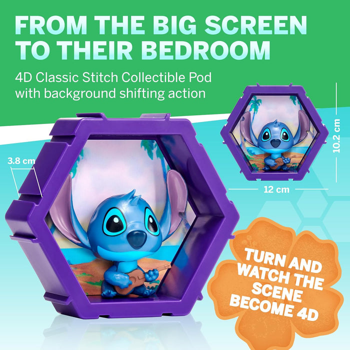 WOW! PODS 4D Disney Classic Stitch | Connectable Collectable Bobble-head character that Bursts from their World into Yours | Wall or Shelf Display | Disney Toys and Gifts | Series 1 no. 445