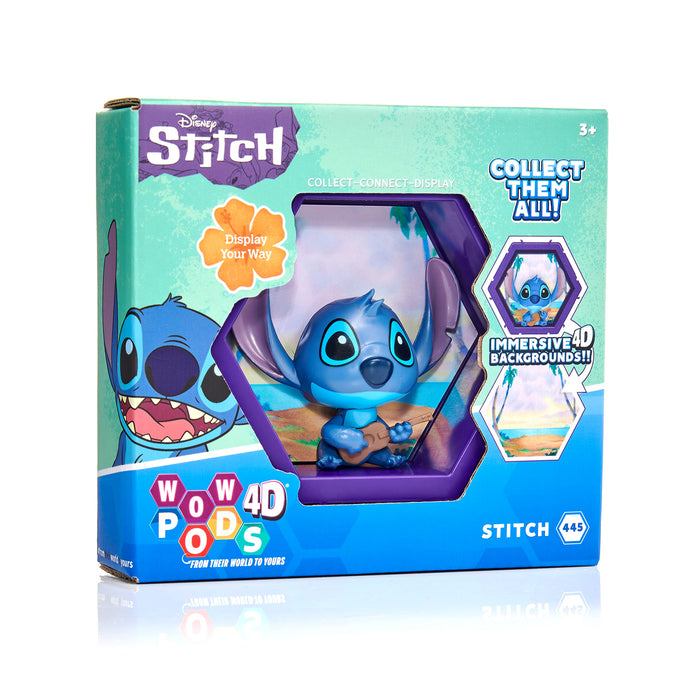 WOW! PODS 4D Disney Classic Stitch | Connectable Collectable Bobble-head character that Bursts from their World into Yours | Wall or Shelf Display | Disney Toys and Gifts | Series 1 no. 445