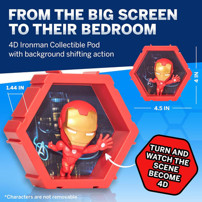 WOW! PODS - 4D Marvel Ironman, Unique Connectable Collectable Bobble-head figure that Bursts from their World into Yours, Wall or Shelf Display, Marvel Toys and Gifts, Series 1 no. 408
