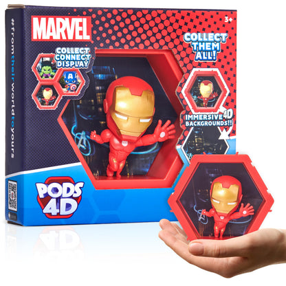 WOW! PODS - 4D Marvel Ironman, Unique Connectable Collectable Bobble-head figure that Bursts from their World into Yours, Wall or Shelf Display, Marvel Toys and Gifts, Series 1 no. 408