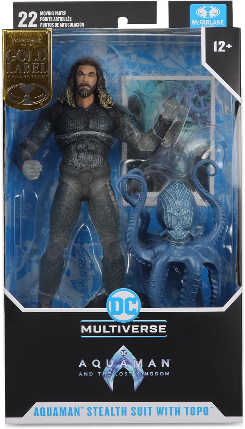 McFarlane Toys DC Multiverse Aquaman Stealth Suit with Topo 7-Inch Action Figure Gold Label - Incredibly Detailed King of Atlantis with Ultra Articulation and Collectible Art Card