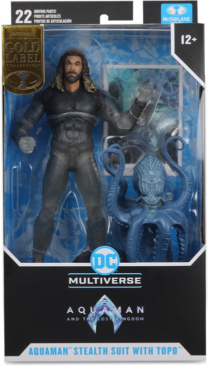 McFarlane Toys DC Multiverse Aquaman Stealth Suit with Topo 7-Inch Action Figure Gold Label - Incredibly Detailed King of Atlantis with Ultra Articulation and Collectible Art Card