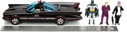 Jada - DC Batmobile 1966 Deluxe con cuatro figuras - Set de Alta Calidad de la Serie de TV Batman Clásico con Coche, Batman, Robin, Joker y Pingüino a Partir de 8 Años. (253215011)