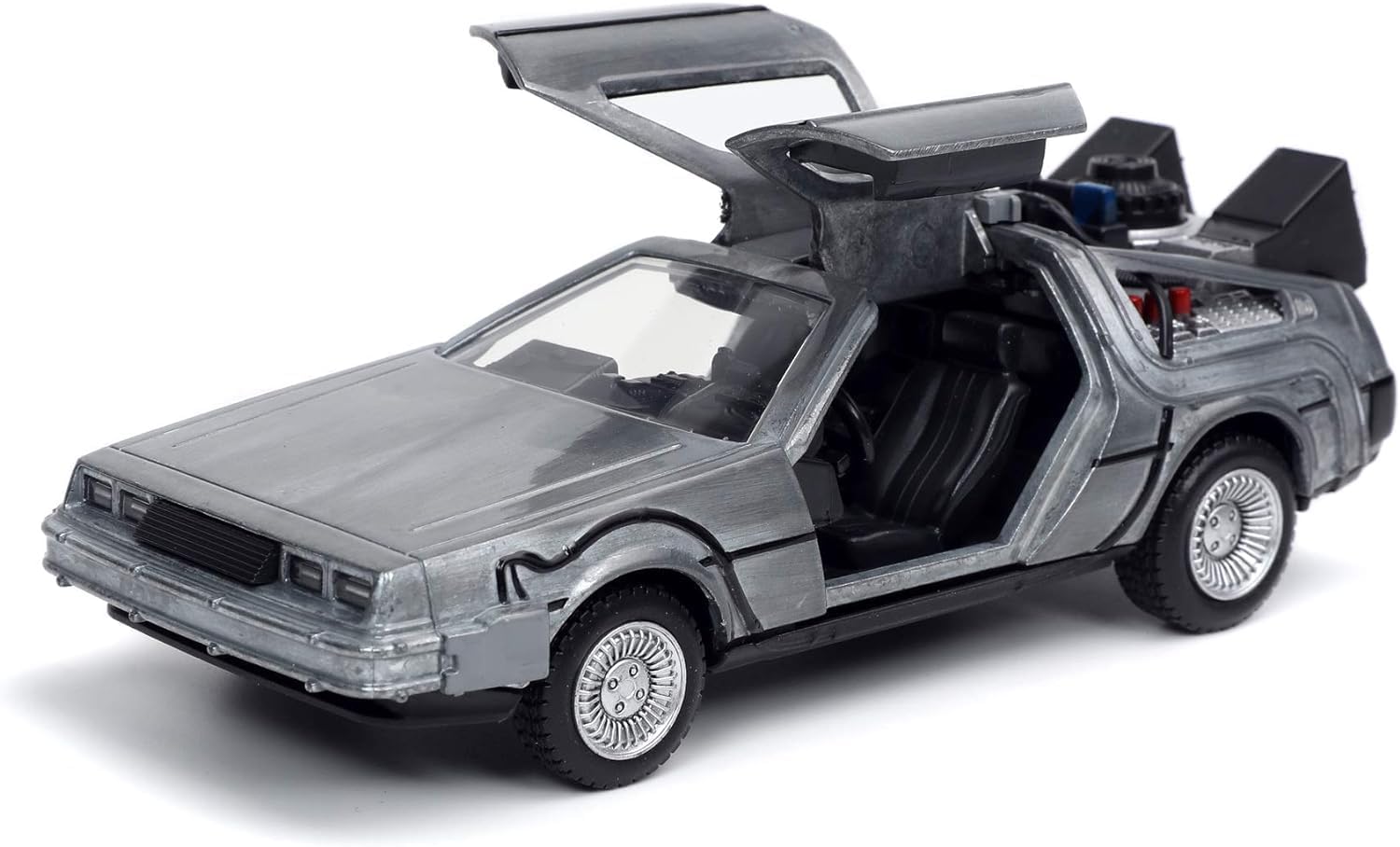 Jada Toys 253252017 Zurück in die Zukunft 1, DeLorean DMC-12 Modellauto, 1:32, Time Machine, Flügeltüren, viele Details, silber