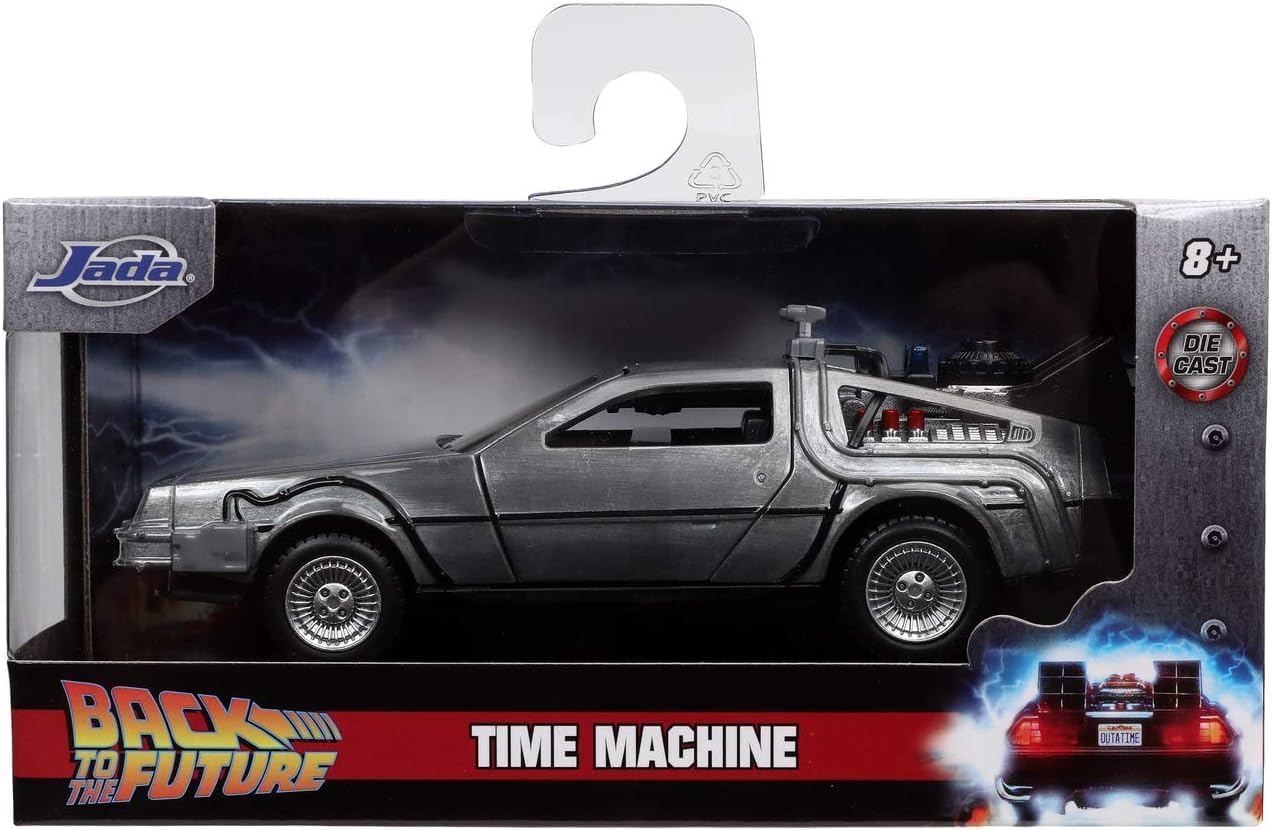 Jada Toys 253252017 Zurück in die Zukunft 1, DeLorean DMC-12 Modellauto, 1:32, Time Machine, Flügeltüren, viele Details, silber