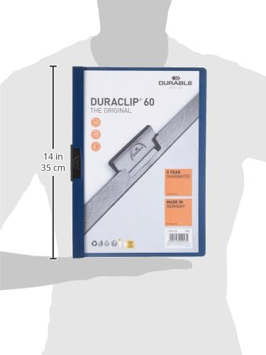 Durable DURAClip 60 A4 Clip Folder | Holds Up to 60 Sheets of A4 Paper | Robust Metal Sprung Clip | Pack of 25 Midnight Blue Coloured Files