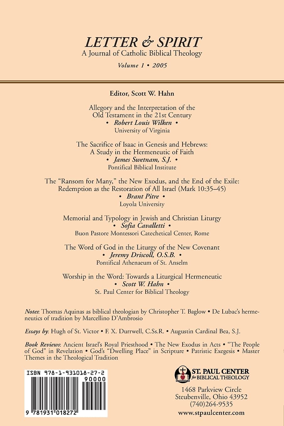 Letter & Spirit, Vol. 1: Reading Salvation: Word, Worship, and the Mysteries