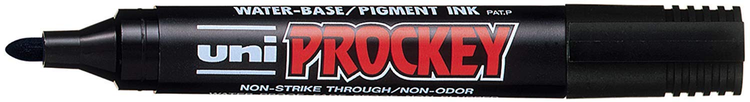 Uni-ball Prockey Permanent Marker with Bullet Tip - Black (Pack of 12