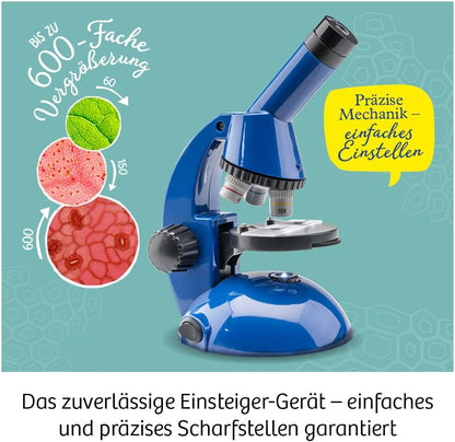 KOSMOS 616984 Explorer Microscope, Enlarge Preparations and Discover Natural Sciences, Experiment Box with Multilingual Instructions (DE, EN, FR, IT, ES, NL), from 8 Years, Mint Toy