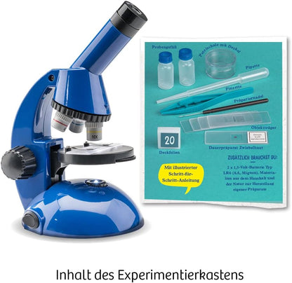 KOSMOS 616984 Explorer Microscope, Enlarge Preparations and Discover Natural Sciences, Experiment Box with Multilingual Instructions (DE, EN, FR, IT, ES, NL), from 8 Years, Mint Toy