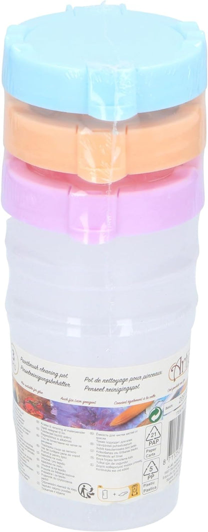 Brush Cleaning Container, 3 Pieces, 8.2 x 8.9 x 9.9 cm