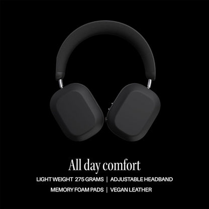 Defunc Mondo Over-Ears Wireless Headphones with Optional Cable - 45H of Active Play Time - Bluetooth - Dual ENC Microphones and Drivers (Black