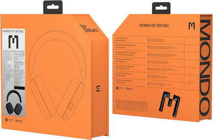 Defunc Mondo Over-Ears Wireless Headphones with Optional Cable - 45H of Active Play Time - Bluetooth - Dual ENC Microphones and Drivers (Black