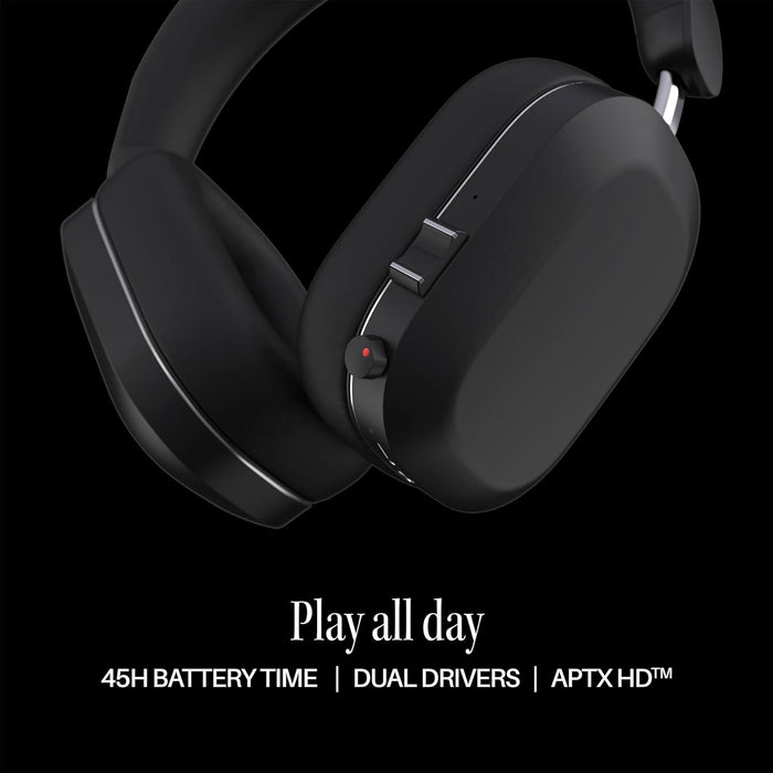 Defunc Mondo Over-Ears Wireless Headphones with Optional Cable - 45H of Active Play Time - Bluetooth - Dual ENC Microphones and Drivers (Black
