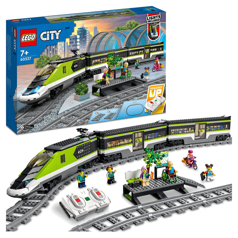 LEGO City Treno Passeggeri Espresso, Locomotiva Giocattolo Telecomandata con Luci Dimmerabili, Banchina, 6 Minifigure e Binari, Giochi per Bambini, Bambine, Ragazzi e Ragazze, Idee Regalo 60337
