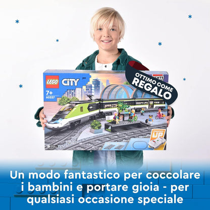 LEGO City Treno Passeggeri Espresso, Locomotiva Giocattolo Telecomandata con Luci Dimmerabili, Banchina, 6 Minifigure e Binari, Giochi per Bambini, Bambine, Ragazzi e Ragazze, Idee Regalo 60337