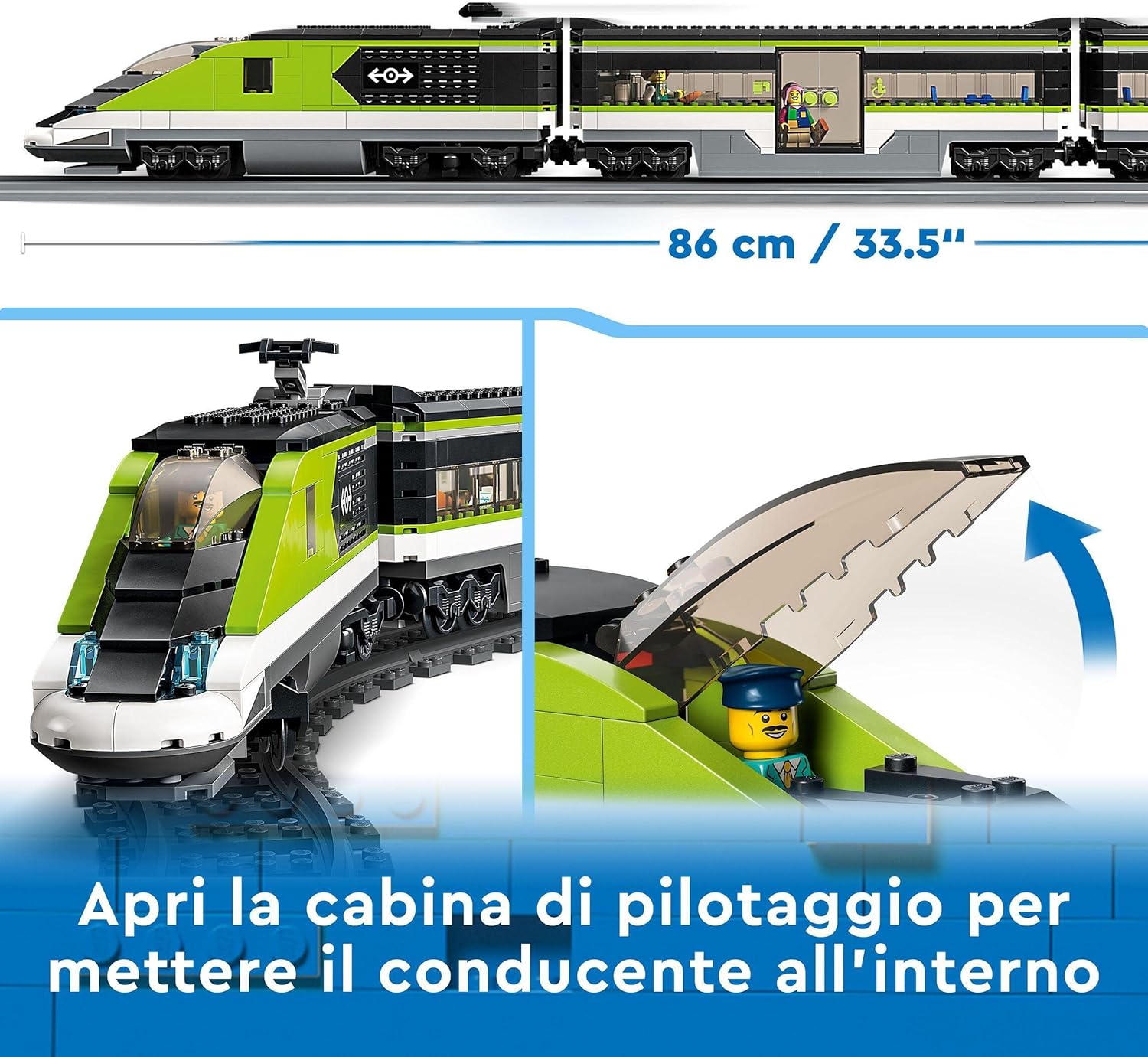 LEGO City Treno Passeggeri Espresso, Locomotiva Giocattolo Telecomandata con Luci Dimmerabili, Banchina, 6 Minifigure e Binari, Giochi per Bambini, Bambine, Ragazzi e Ragazze, Idee Regalo 60337