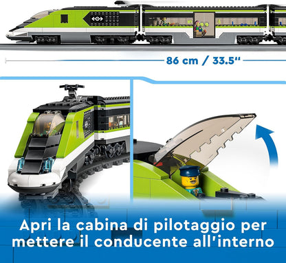 LEGO City Treno Passeggeri Espresso, Locomotiva Giocattolo Telecomandata con Luci Dimmerabili, Banchina, 6 Minifigure e Binari, Giochi per Bambini, Bambine, Ragazzi e Ragazze, Idee Regalo 60337