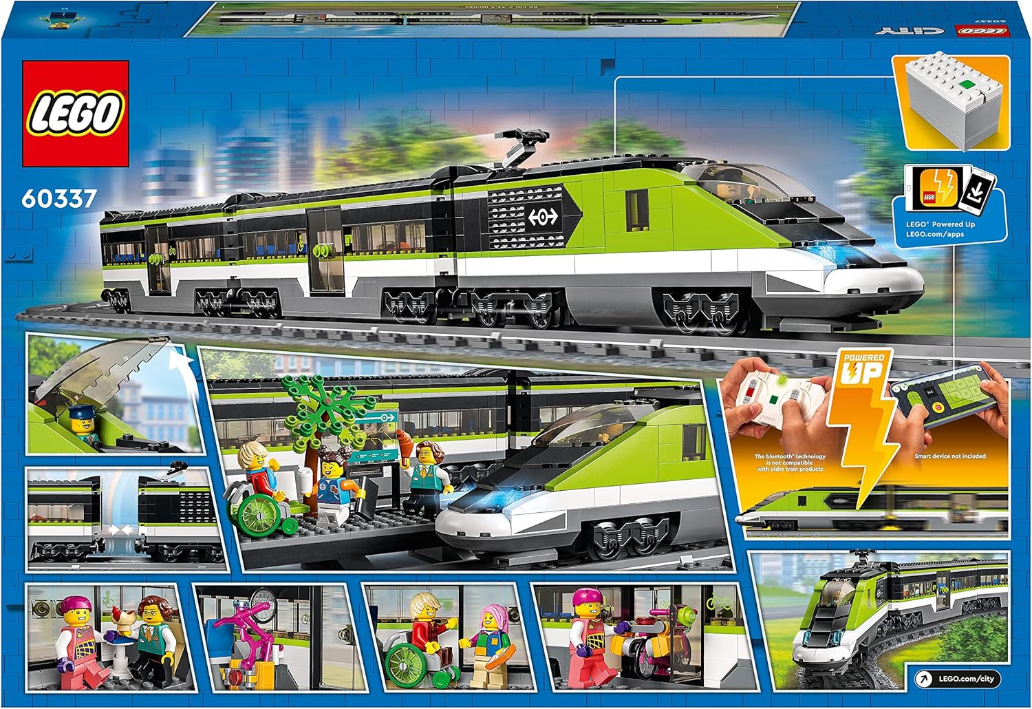 LEGO City Treno Passeggeri Espresso, Locomotiva Giocattolo Telecomandata con Luci Dimmerabili, Banchina, 6 Minifigure e Binari, Giochi per Bambini, Bambine, Ragazzi e Ragazze, Idee Regalo 60337