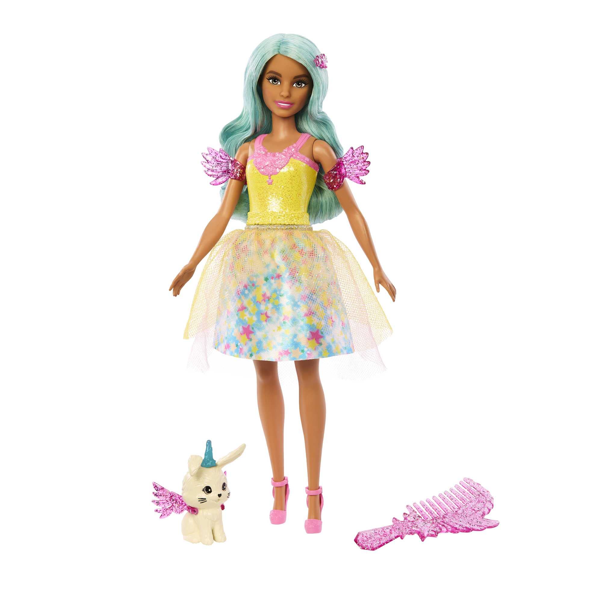 Barbie Un Toque de Magia Teresa Muñeca Pelo Azul con Look fantasía, Mascota, Peine y Accesorios, Juguete +3 años (Mattel HLC36