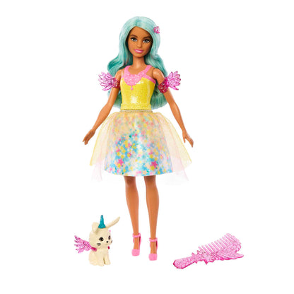 Barbie Un Toque de Magia Teresa Muñeca Pelo Azul con Look fantasía, Mascota, Peine y Accesorios, Juguete +3 años (Mattel HLC36