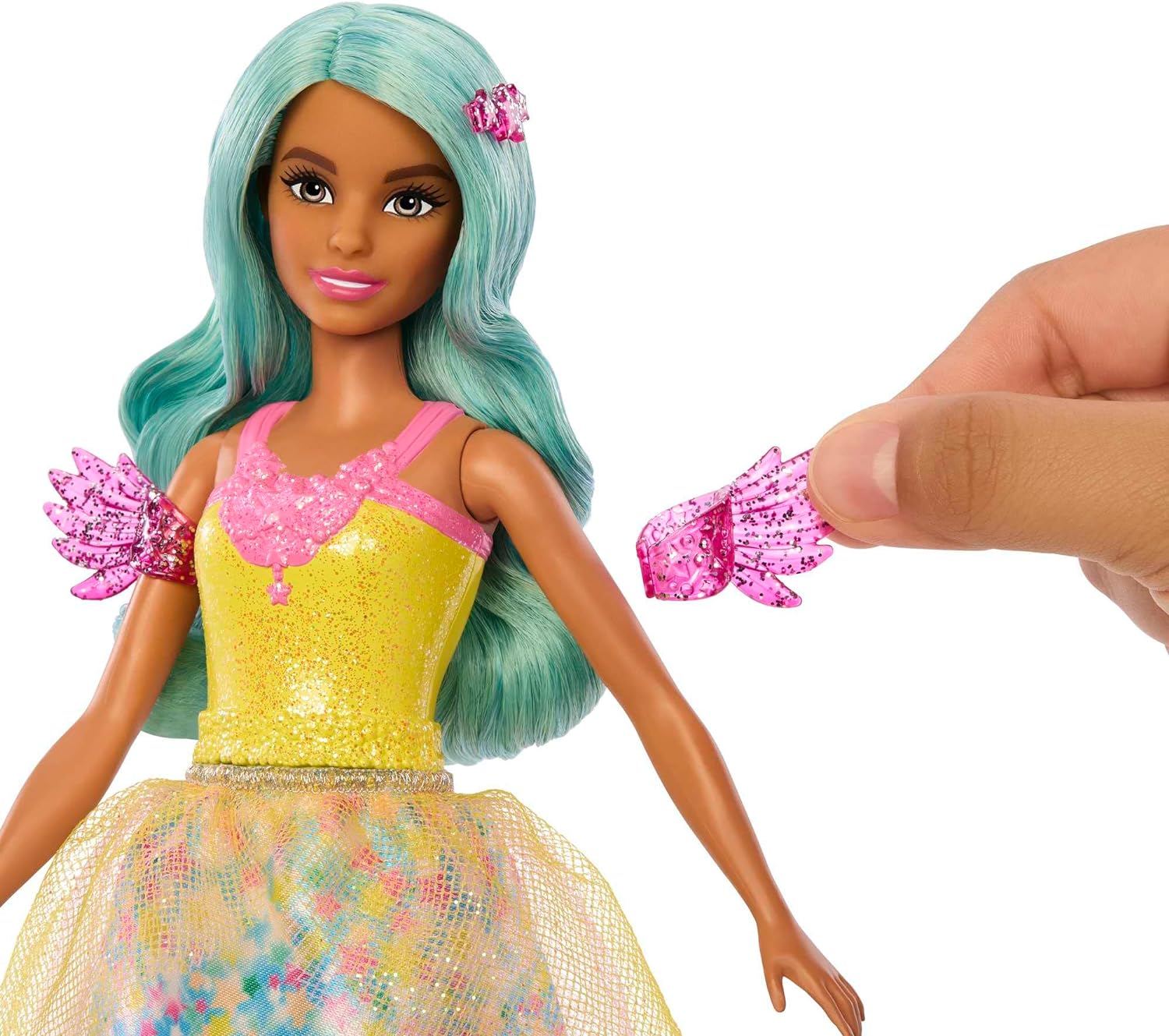 Barbie Un Toque de Magia Teresa Muñeca Pelo Azul con Look fantasía, Mascota, Peine y Accesorios, Juguete +3 años (Mattel HLC36