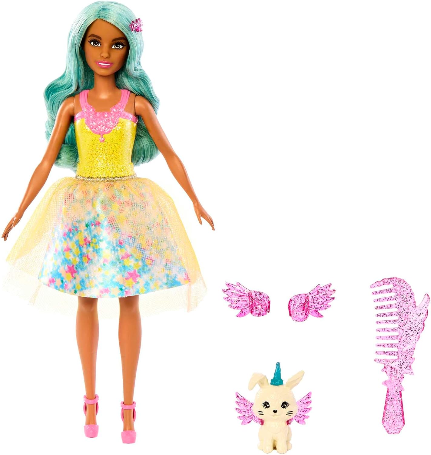 Barbie Un Toque de Magia Teresa Muñeca Pelo Azul con Look fantasía, Mascota, Peine y Accesorios, Juguete +3 años (Mattel HLC36