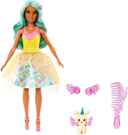 Barbie Un Toque de Magia Teresa Muñeca Pelo Azul con Look fantasía, Mascota, Peine y Accesorios, Juguete +3 años (Mattel HLC36
