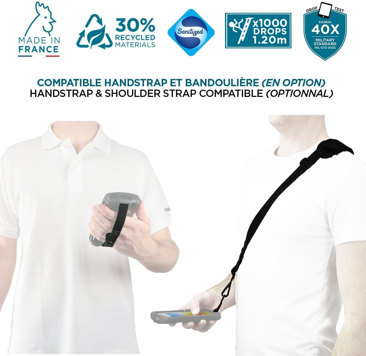 Funda para Zebra TC22 & TC27, Carcasa Reforzada para Ordenador Móvil Zebra con Banda de Agarre y Portalápiz