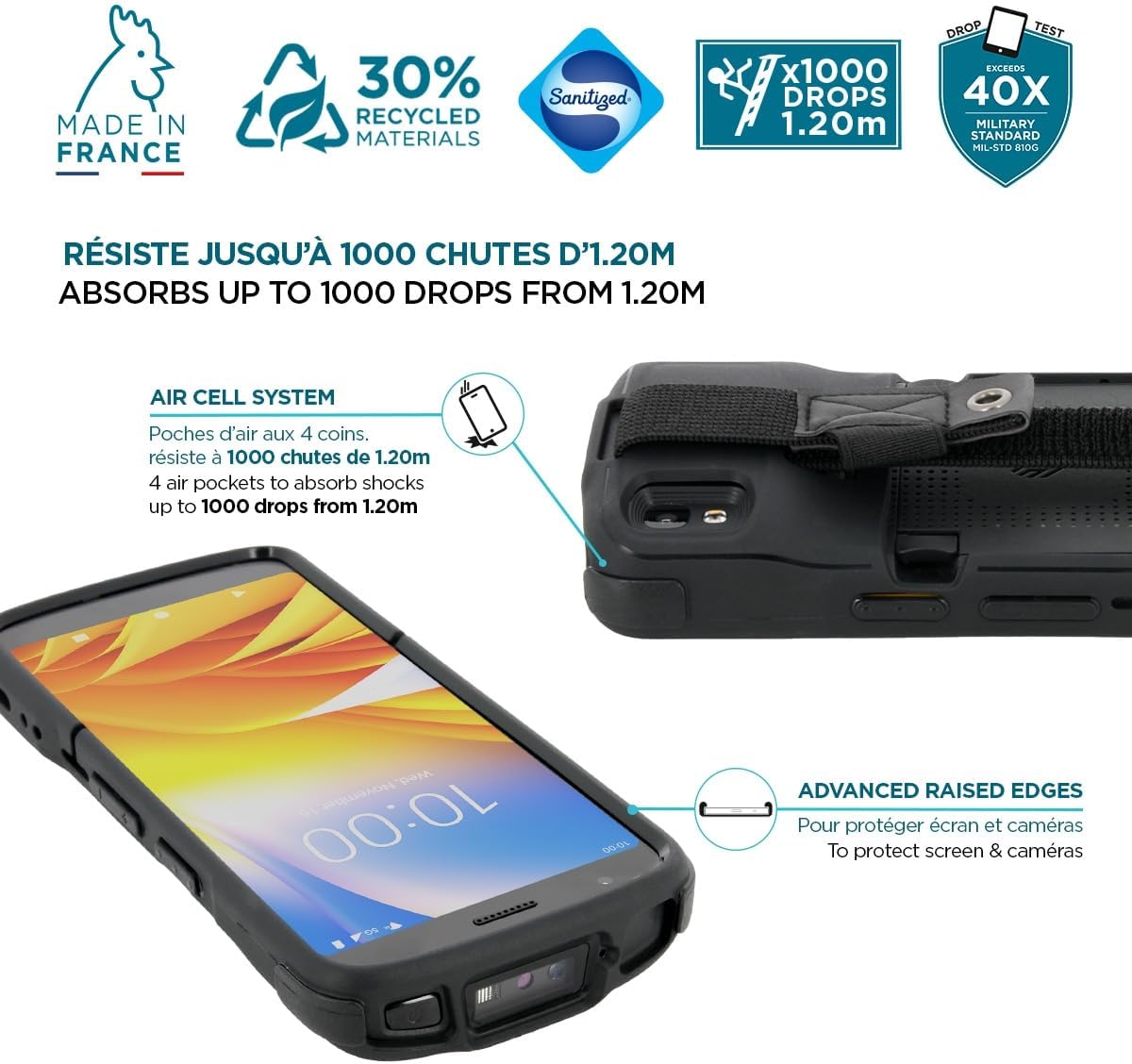 Funda para Zebra TC22 & TC27, Carcasa Reforzada para Ordenador Móvil Zebra con Banda de Agarre y Portalápiz
