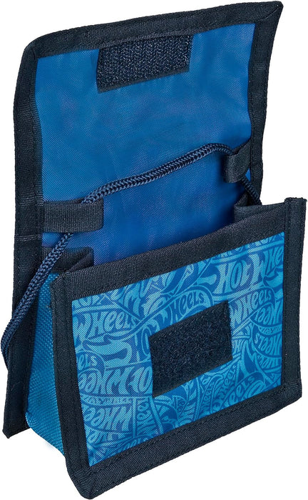 Undercover Geldbeutel und Brustbeutel, mit Klettverschluss und Reißverschluss, Portemonnaie Kordelband, Geldscheinfach und Münzfach für Kinder, Jungen und Mädchen, 8 x 13 x 5 cm, Motiv: Hot Wheels