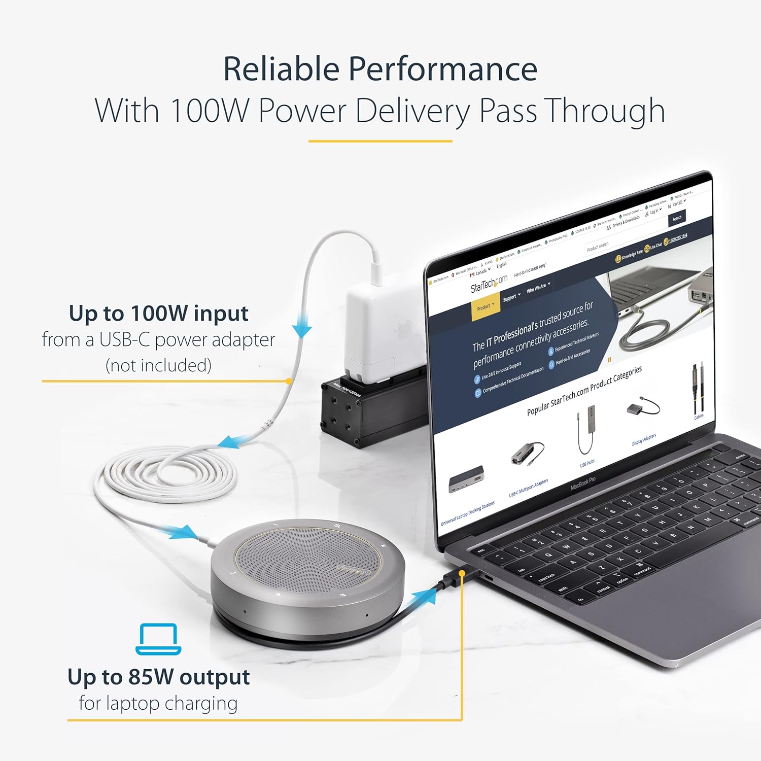 StarTech.com USB-C Speakerphone Docking Station, Mini Portable Conference Speaker and Audio Dock, USB-C to VGA/4K HDMI, 2x USB-A Hub, Mic/Speaker, Teams/Zoom/Softphone Speakerphone (DKTBRSPMPD