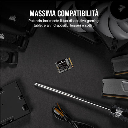 Corsair MP600 CORE MINI 1TB M.2 NVMe PCIe x4 Gen4 2 SSD – M.2 2230 – Up to 5,000MB/sec Sequential Read – High-Density QLC NAND – Great for Steam Deck, ASUS ROG Ally, Microsoft Surface Pro – Black