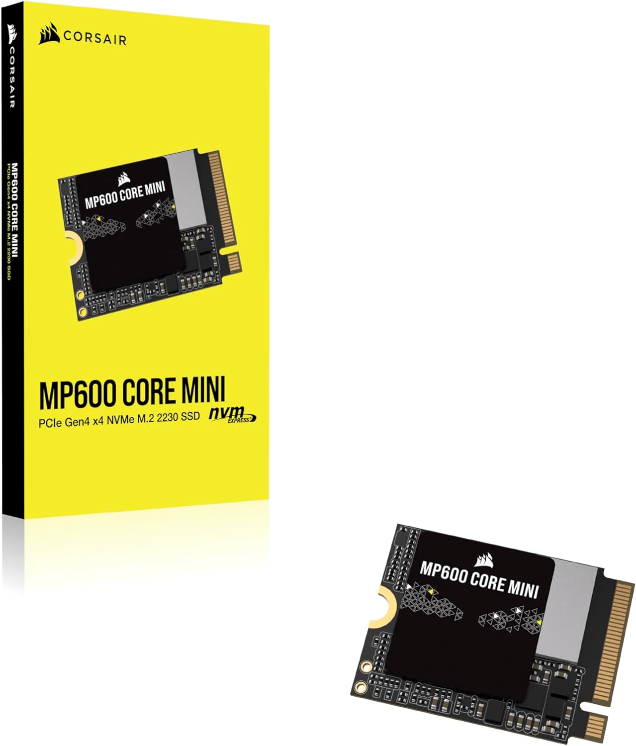 Corsair MP600 CORE MINI 1TB M.2 NVMe PCIe x4 Gen4 2 SSD – M.2 2230 – Up to 5,000MB/sec Sequential Read – High-Density QLC NAND – Great for Steam Deck, ASUS ROG Ally, Microsoft Surface Pro – Black