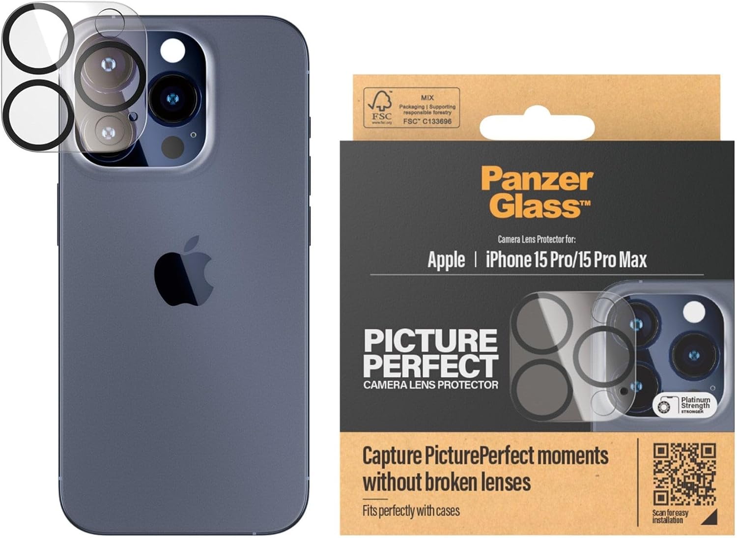 PanzerGlass Picture Perfect Lens Protector for iPhone 15 Pro/iPhone 15 Pro Max