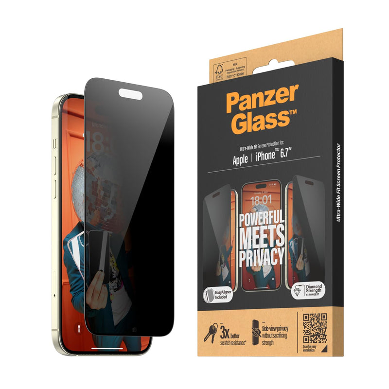 Panzerglass - Apple Iphone 15 Plus 6.7 Ultra Wide Fit With Applicator Privacy