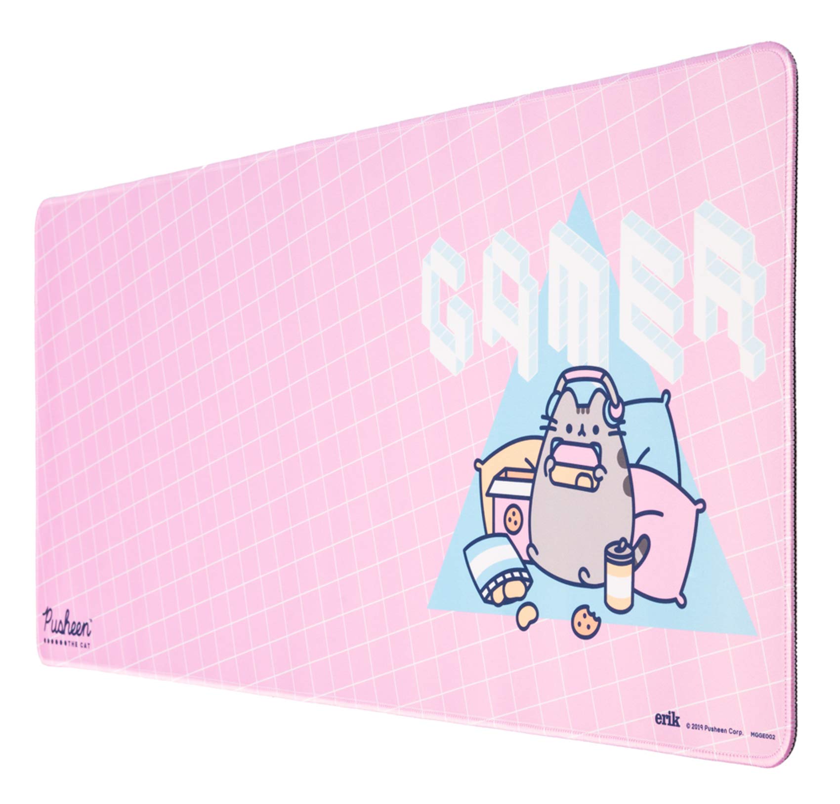 Grupo Erik Pusheen Rose Collection XXL Mouse Mat Desk Pad 31.5 x 13.78 Inch Non-Slip Rubber Base, Gaming, Keyboard Mouse Mat - Pusheen Gifts - Pink Mouse Mat - Pink Mouse Pad - Pink Gaming