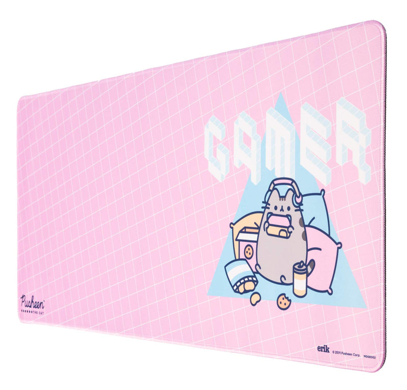 Grupo Erik Pusheen Rose Collection XXL Mouse Mat Desk Pad 31.5 x 13.78 Inch Non-Slip Rubber Base, Gaming, Keyboard Mouse Mat - Pusheen Gifts - Pink Mouse Mat - Pink Mouse Pad - Pink Gaming