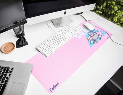 Grupo Erik Pusheen Rose Collection XXL Mouse Mat Desk Pad 31.5 x 13.78 Inch Non-Slip Rubber Base, Gaming, Keyboard Mouse Mat - Pusheen Gifts - Pink Mouse Mat - Pink Mouse Pad - Pink Gaming